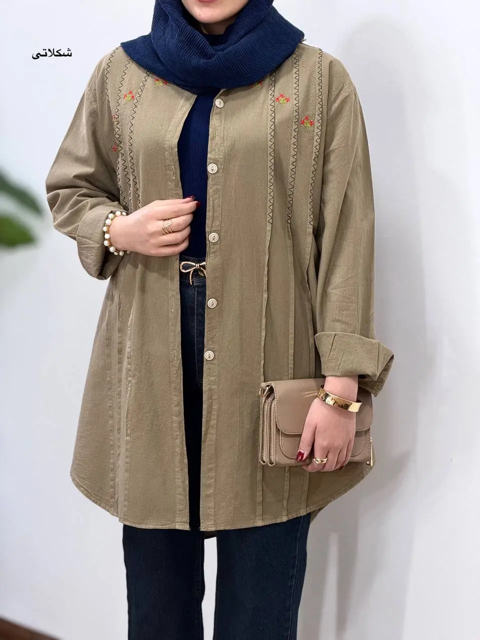 مانتو لینن گلدوزی آیسو رزانا